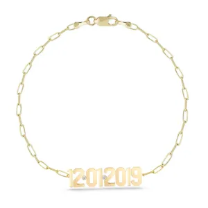 Custom Date on Thin PaperClip Bracelet