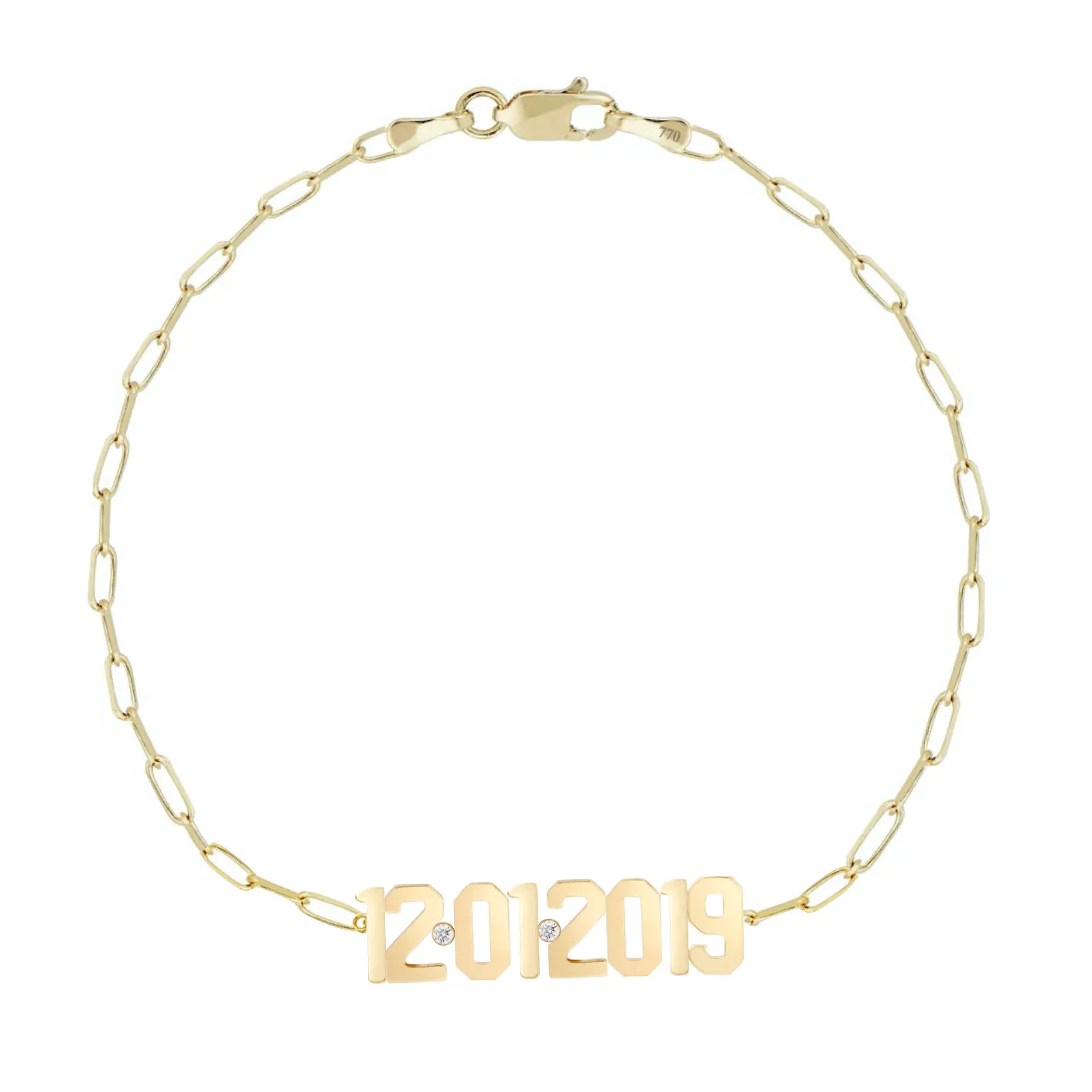 Custom Date on Thin PaperClip Bracelet