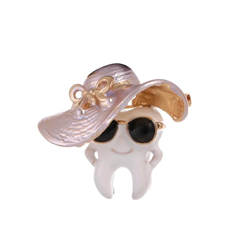 Cute Classic Style Guitar Teeth Cat Alloy Enamel Inlay Rhinestones Unisex Corsage Brooches Collar Pin