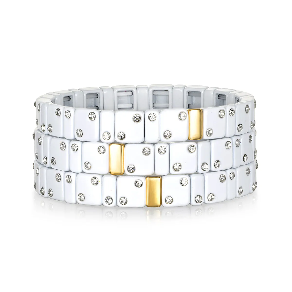 CZ Enamel Bracelet-White