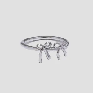 Dainty Double Croquette Bow Steel Ring