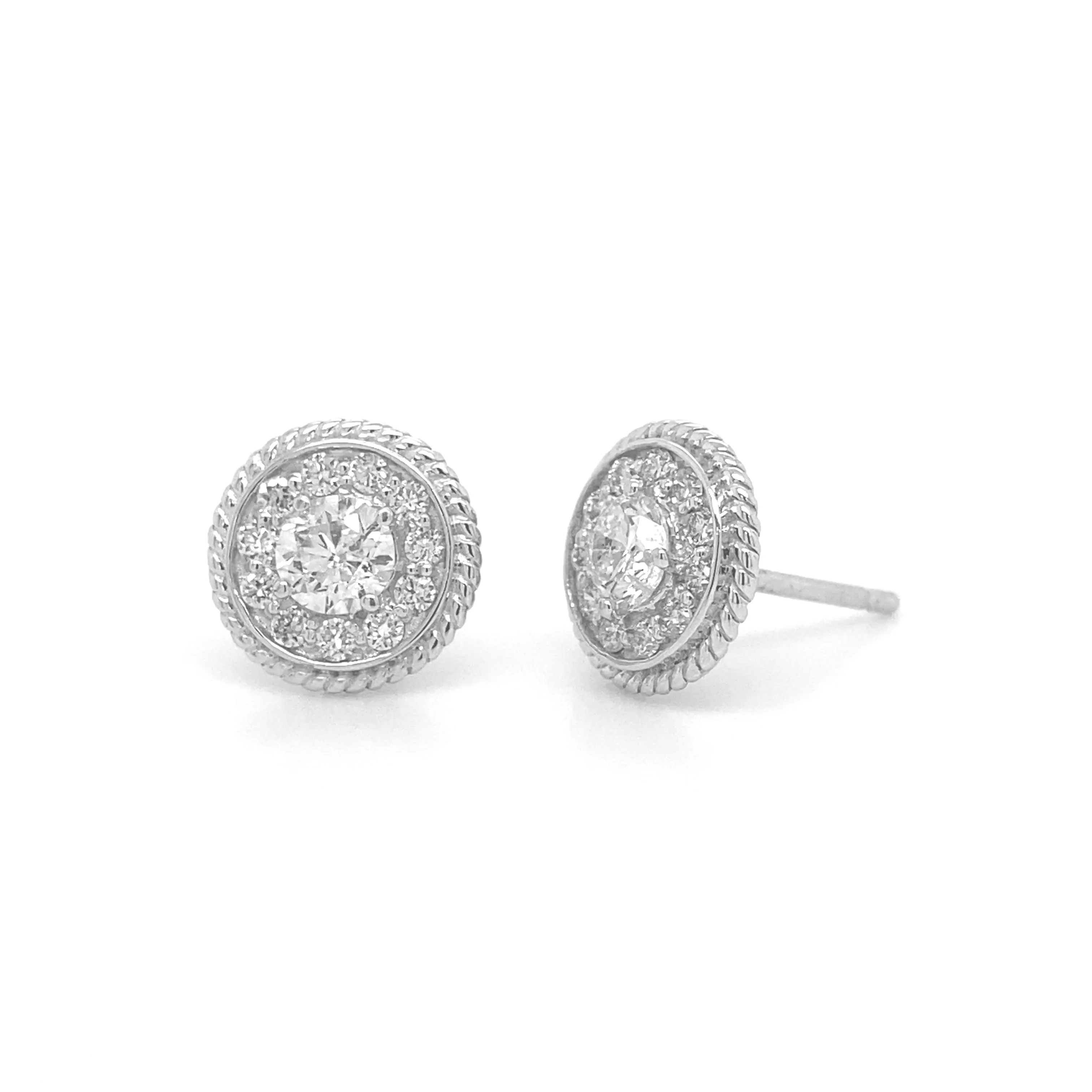 Deco Round Diamond Stud Earring E003