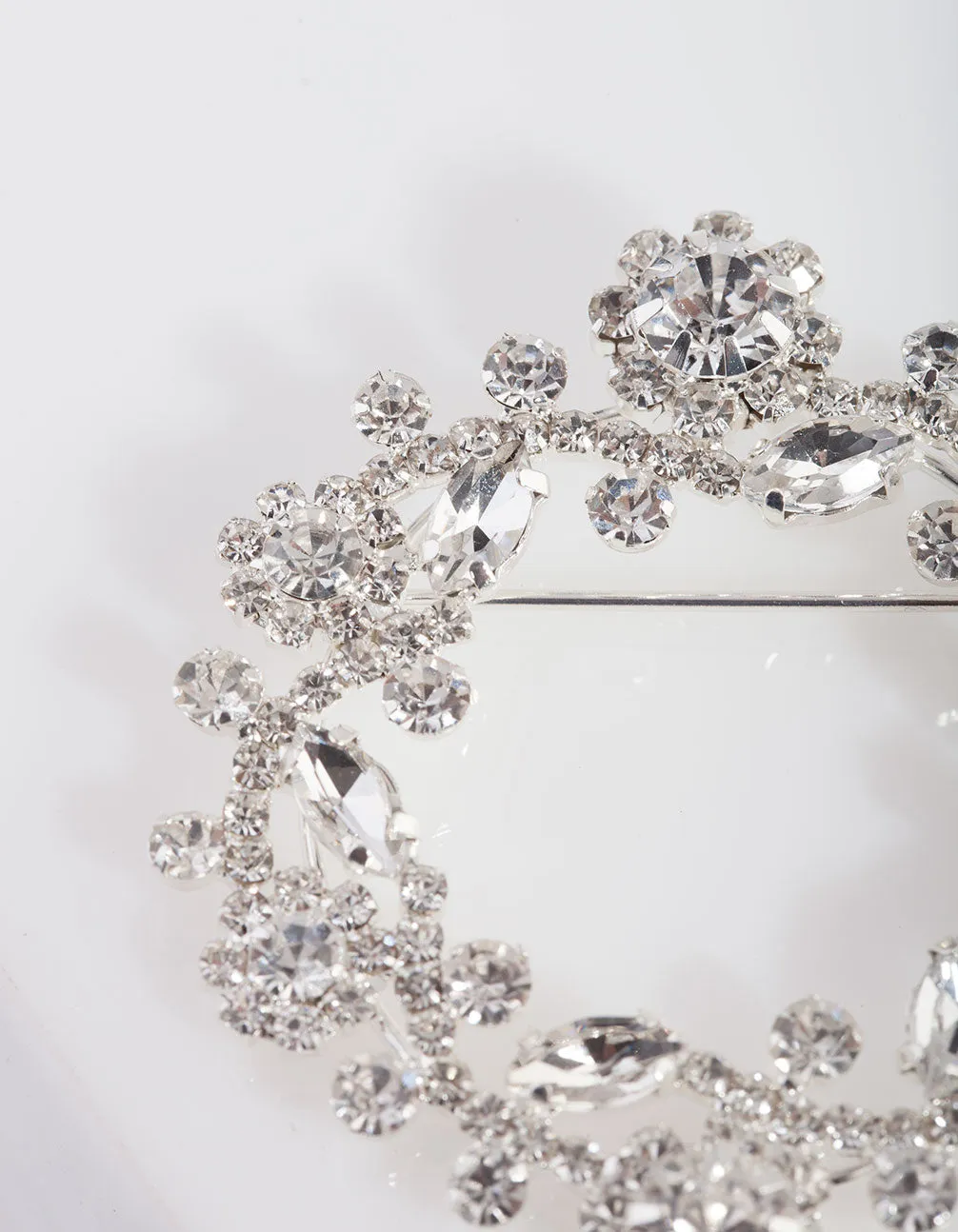 Diamante Floral Wreath Brooch