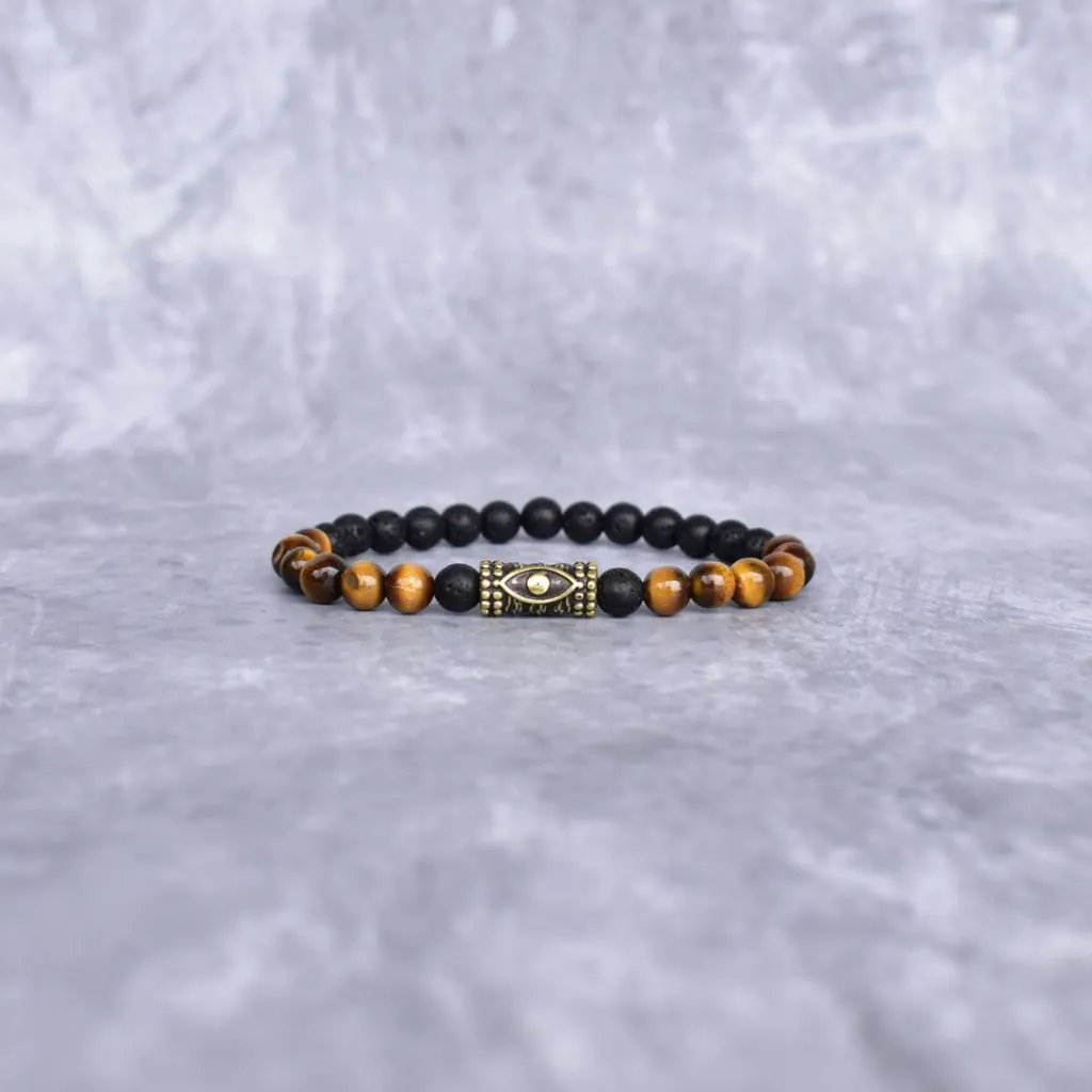 Eye Logic - Tiger Eye and Lava Beads Bracelet