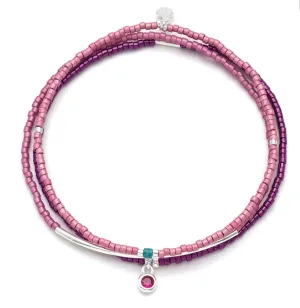 Fuchsia/Silver Miyuki Bracelet