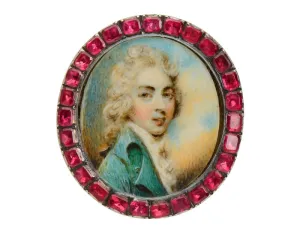 Georgian Flat Cut Garnet Miniature Portrait Pendant c. 1780