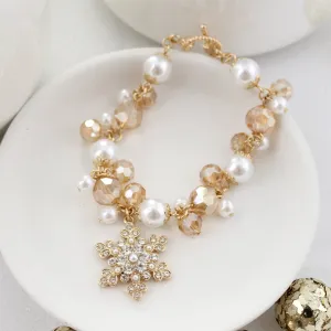 Glitzy Gold Snowflake Toggle Clasp Christmas Bracelet