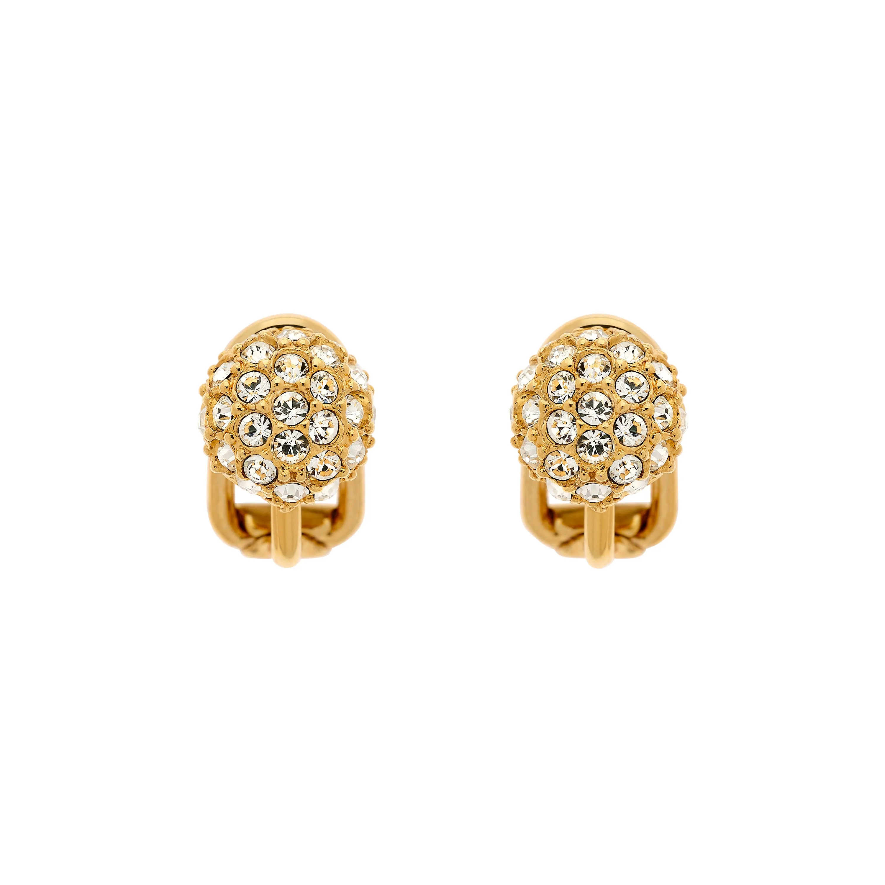 Gold & Crystal Stud Clip Earrings