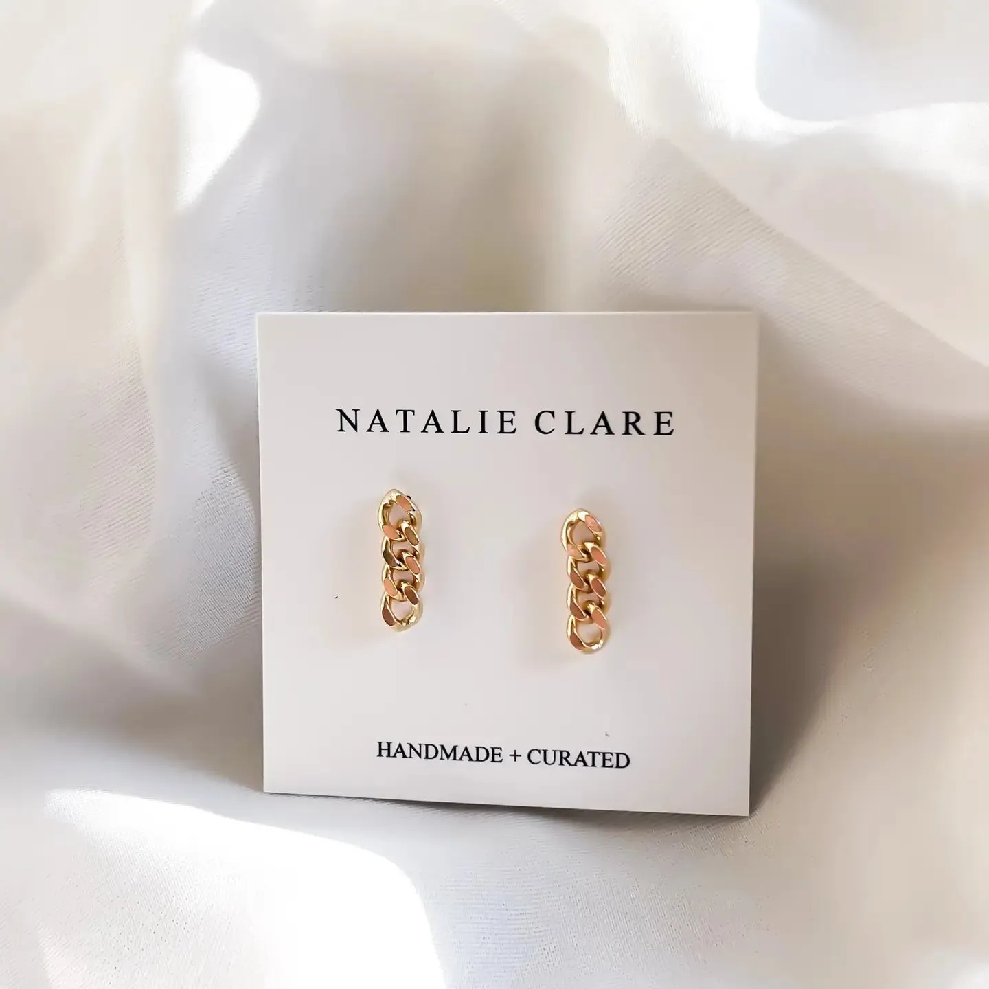 Gold Chain Stud Earrings