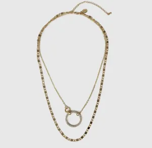 Gold Chain with Rhinestone Circle
Layered 16"-18" Necklace