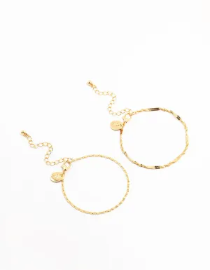 Gold Twisted Tab Bracelets 2-Pack