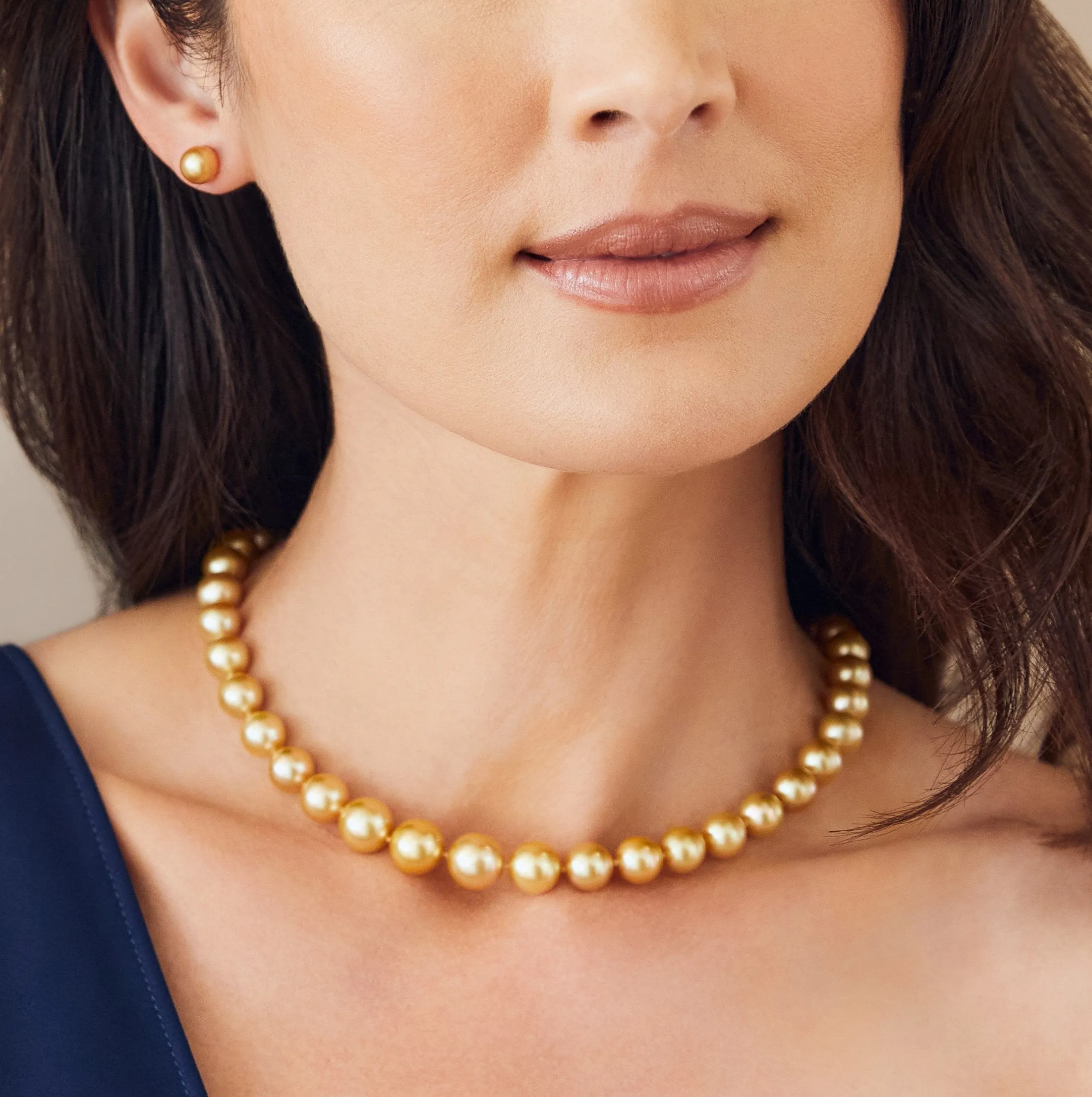 Golden South Sea Pearl Necklace, 13.0-15.0mm - AAAA Quality