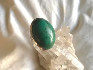 Green Tibetan Turquoise Naevia Ring - XLarge Chunky Oval (US 11.5)