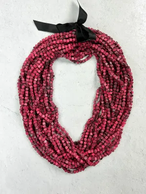 Hand Painted The Next Pashmina Beaded Necklace, Fuchsia/Black