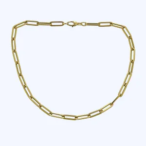 Italian 18K Yellow Gold Paper Clip Necklace