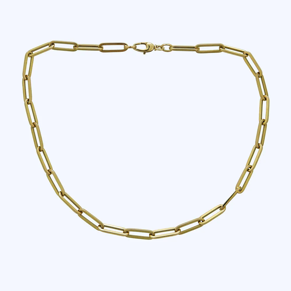 Italian 18K Yellow Gold Paper Clip Necklace