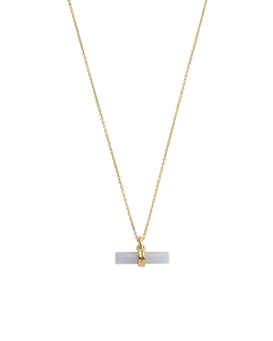 Kirstin Ash Blue Lace Agate T-Bar Necklace (Gold Vermeil)