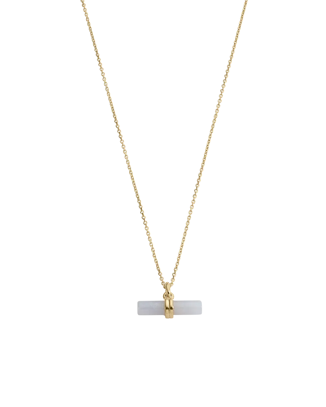 Kirstin Ash Blue Lace Agate T-Bar Necklace (Gold Vermeil)