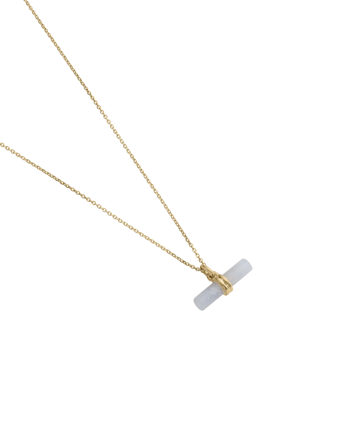 Kirstin Ash Blue Lace Agate T-Bar Necklace (Gold Vermeil)