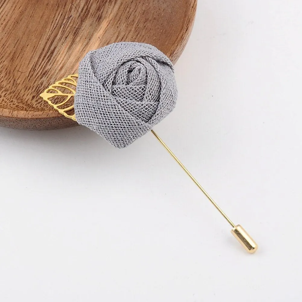 Korean Bridegroom Wedding Brooches Cloth Art Hand-made Rose Flower Brooch Lapel Pin Badge Tassel Chain Men&#39;s Suit Accessories