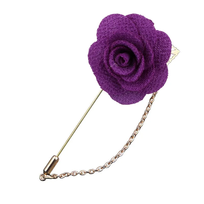 Korean Bridegroom Wedding Brooches Cloth Art Hand-made Rose Flower Brooch Lapel Pin Badge Tassel Chain Men&#39;s Suit Accessories