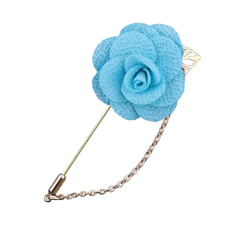 Korean Bridegroom Wedding Brooches Cloth Art Hand-made Rose Flower Brooch Lapel Pin Badge Tassel Chain Men&#39;s Suit Accessories