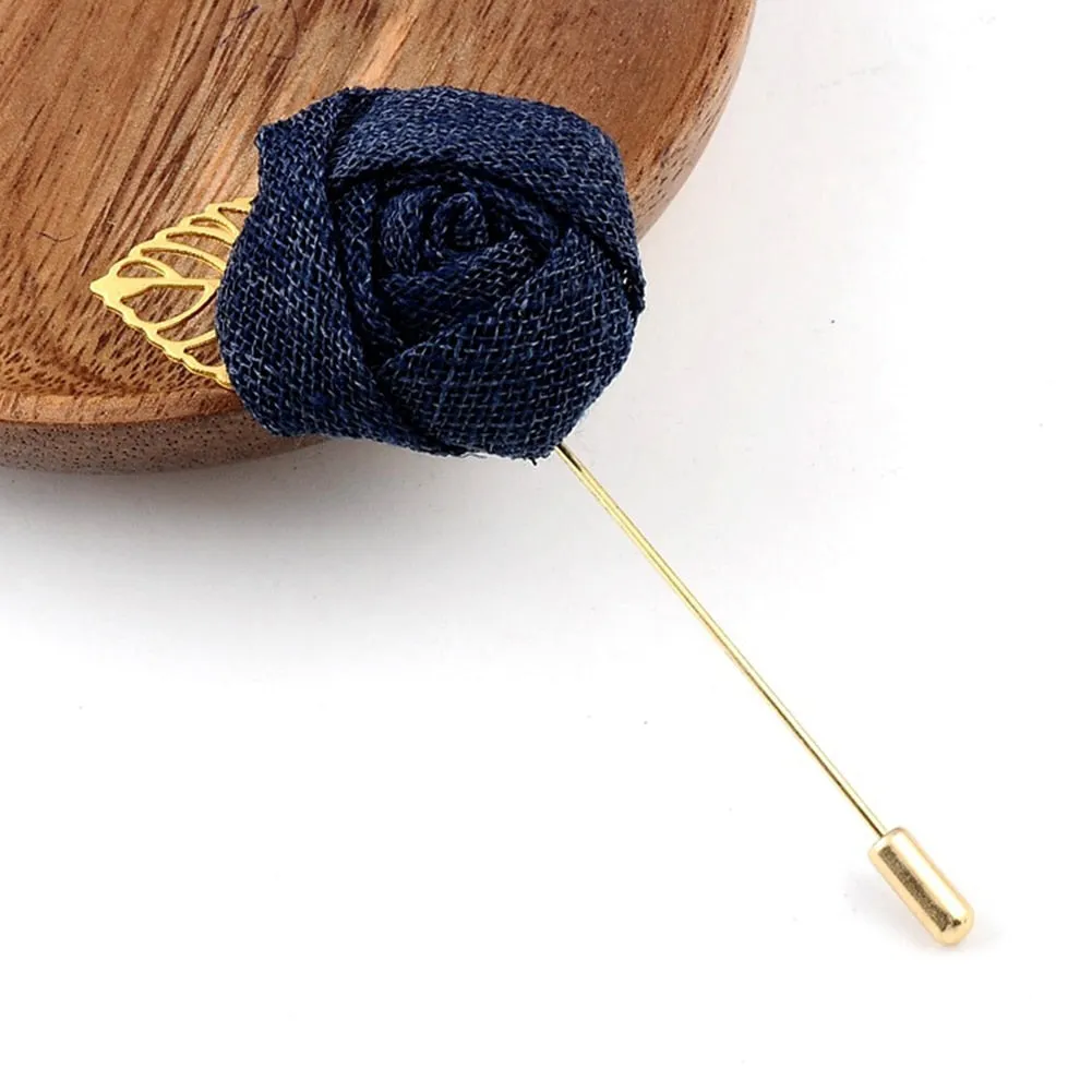 Korean Bridegroom Wedding Brooches Cloth Art Hand-made Rose Flower Brooch Lapel Pin Badge Tassel Chain Men&#39;s Suit Accessories