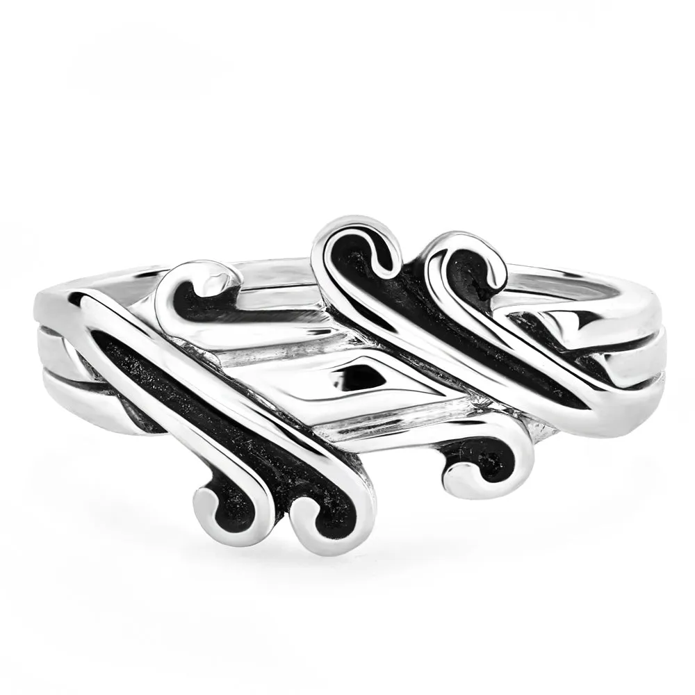 LADIES 3 band STERLING SILVER Puzzle Ring 3CLS