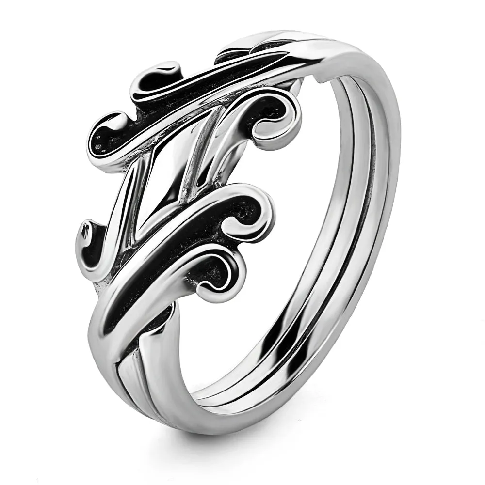 LADIES 3 band STERLING SILVER Puzzle Ring 3CLS