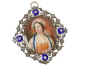 Lady Mary Wortley Montagu Portrait Miniature in Box