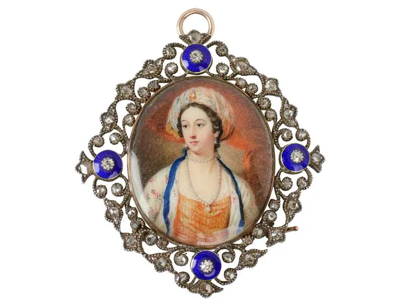 Lady Mary Wortley Montagu Portrait Miniature in Box