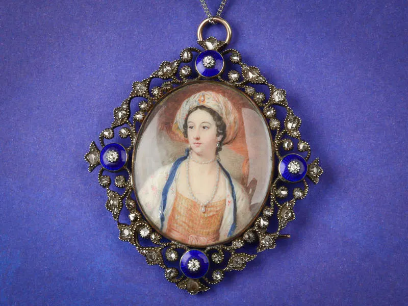 Lady Mary Wortley Montagu Portrait Miniature in Box