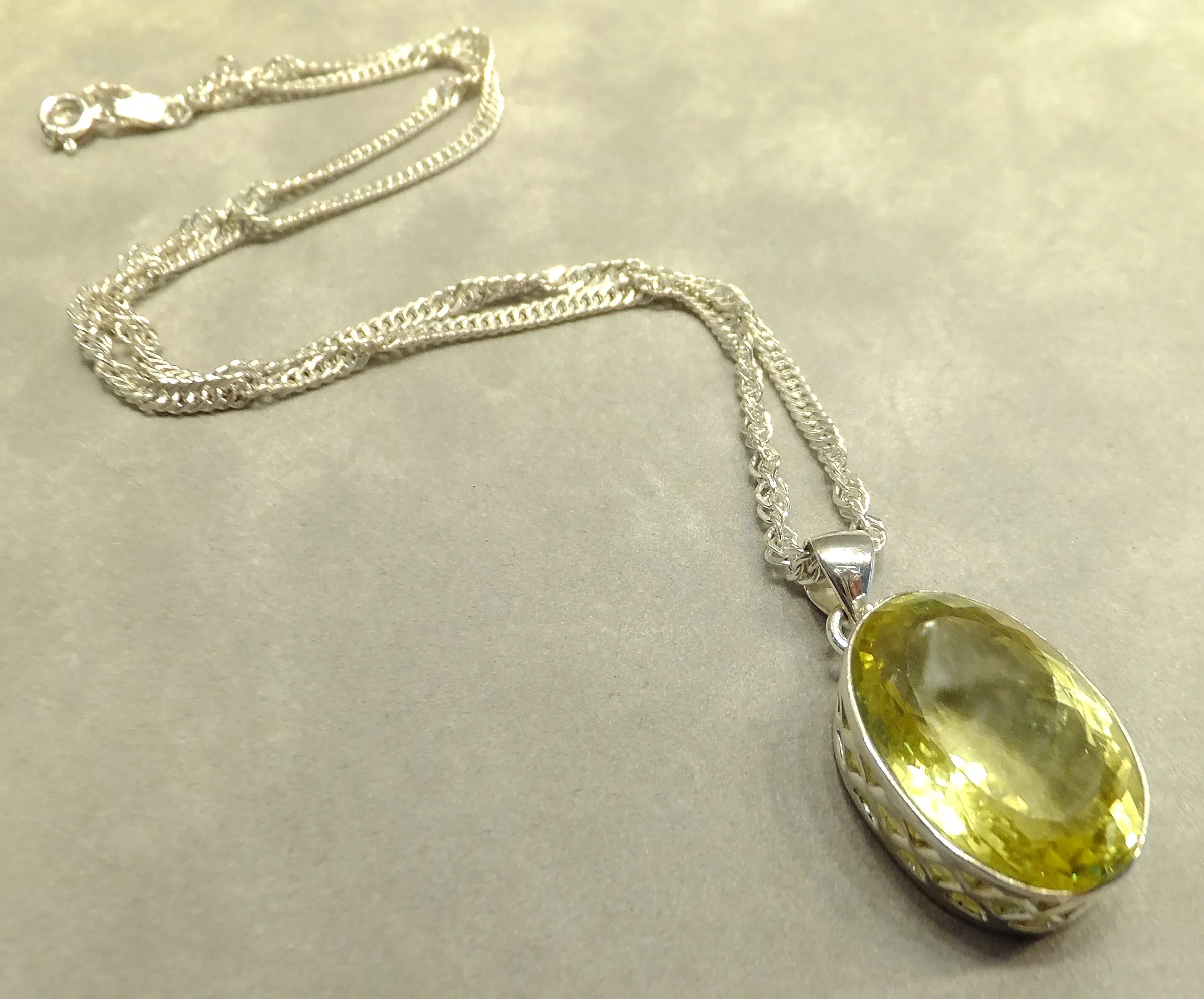 Lemon Topaz Gemstone Pendant Necklace