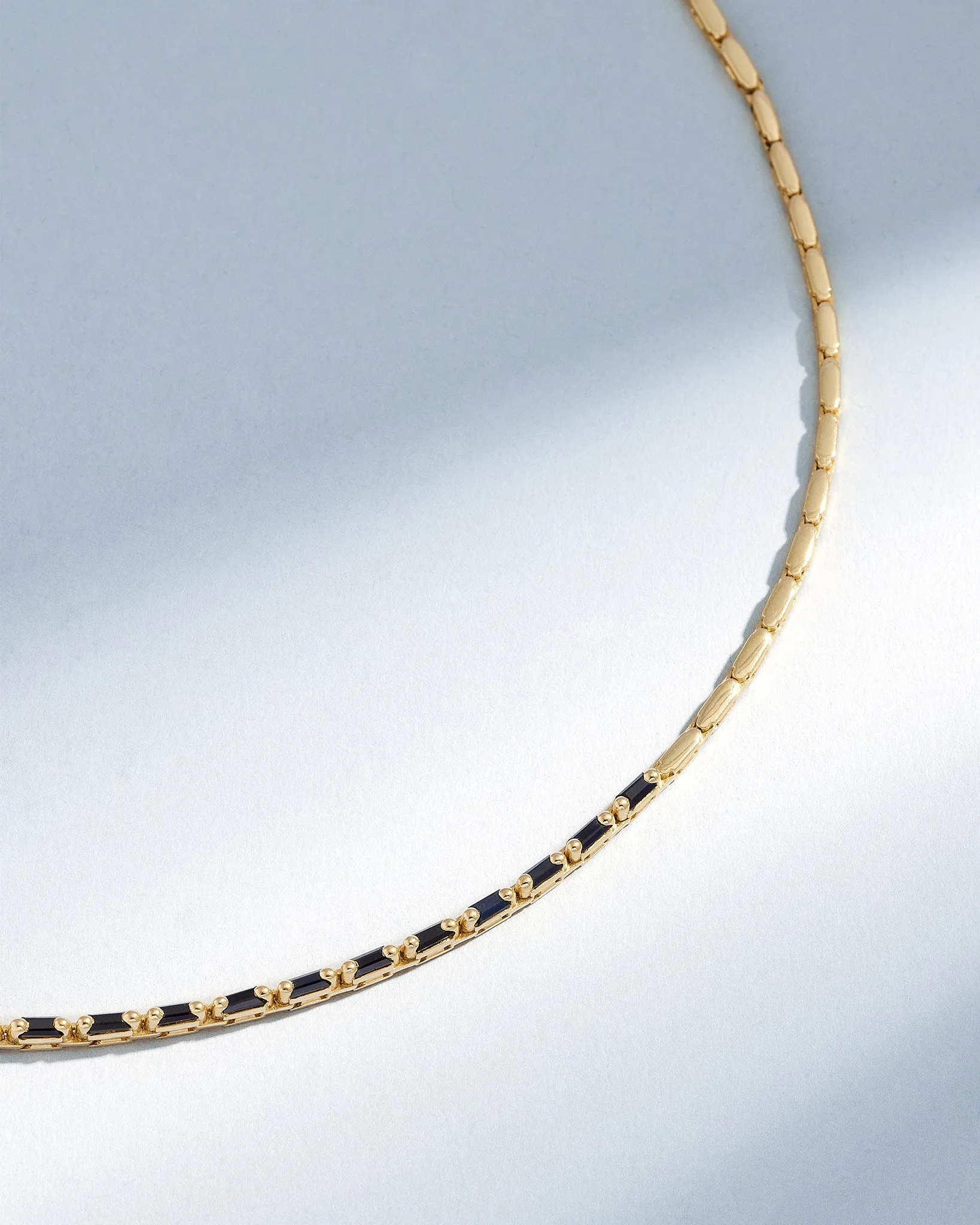 Linear Half Black Sapphire Tennis Necklace