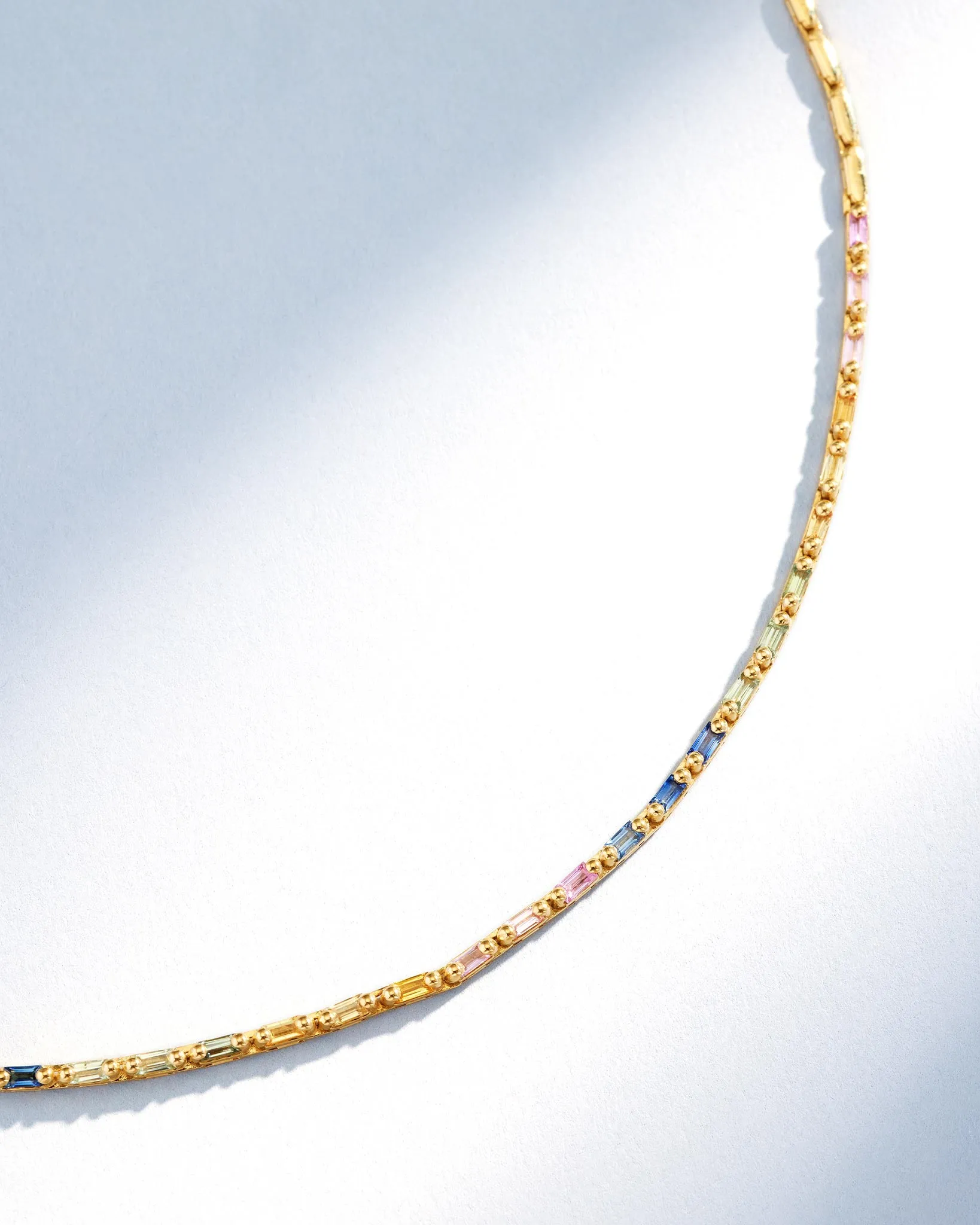 Linear Half Pastel Sapphire Tennis Necklace