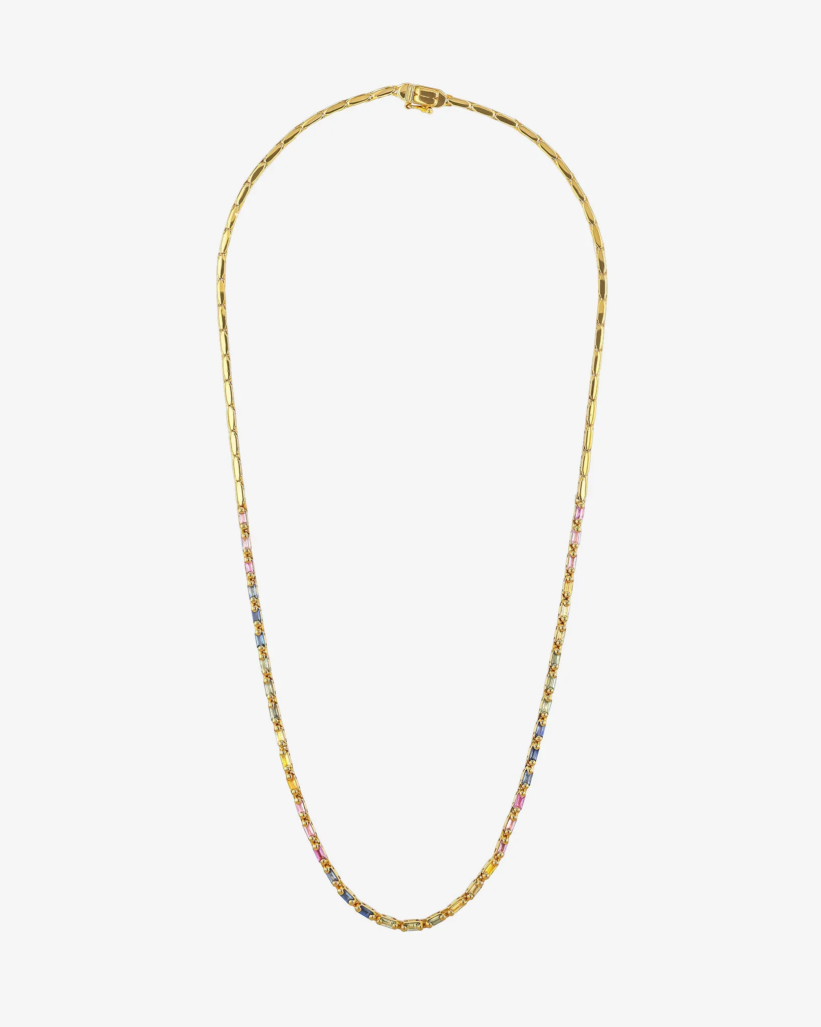 Linear Half Pastel Sapphire Tennis Necklace