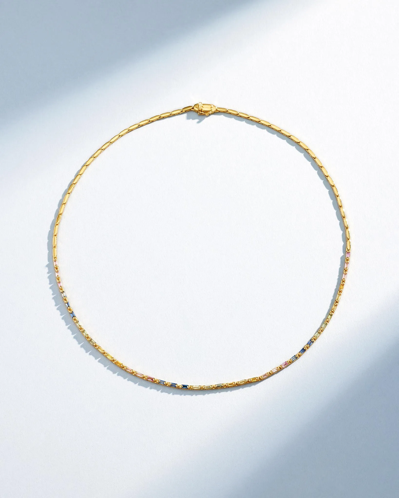 Linear Half Pastel Sapphire Tennis Necklace