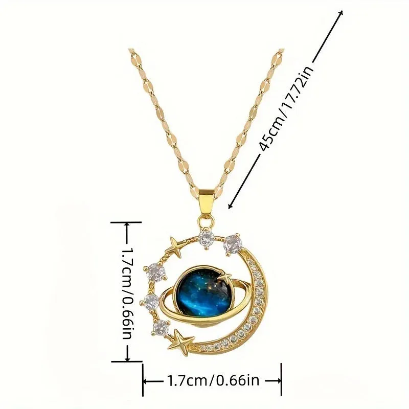 Luxurious and Chic Starry Sky Pendant Necklace with Copper Micro-Inlaid Zirconium in Starry Style