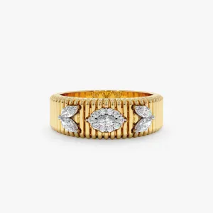 Marquise Diamond Ribbed Ring, Minerva