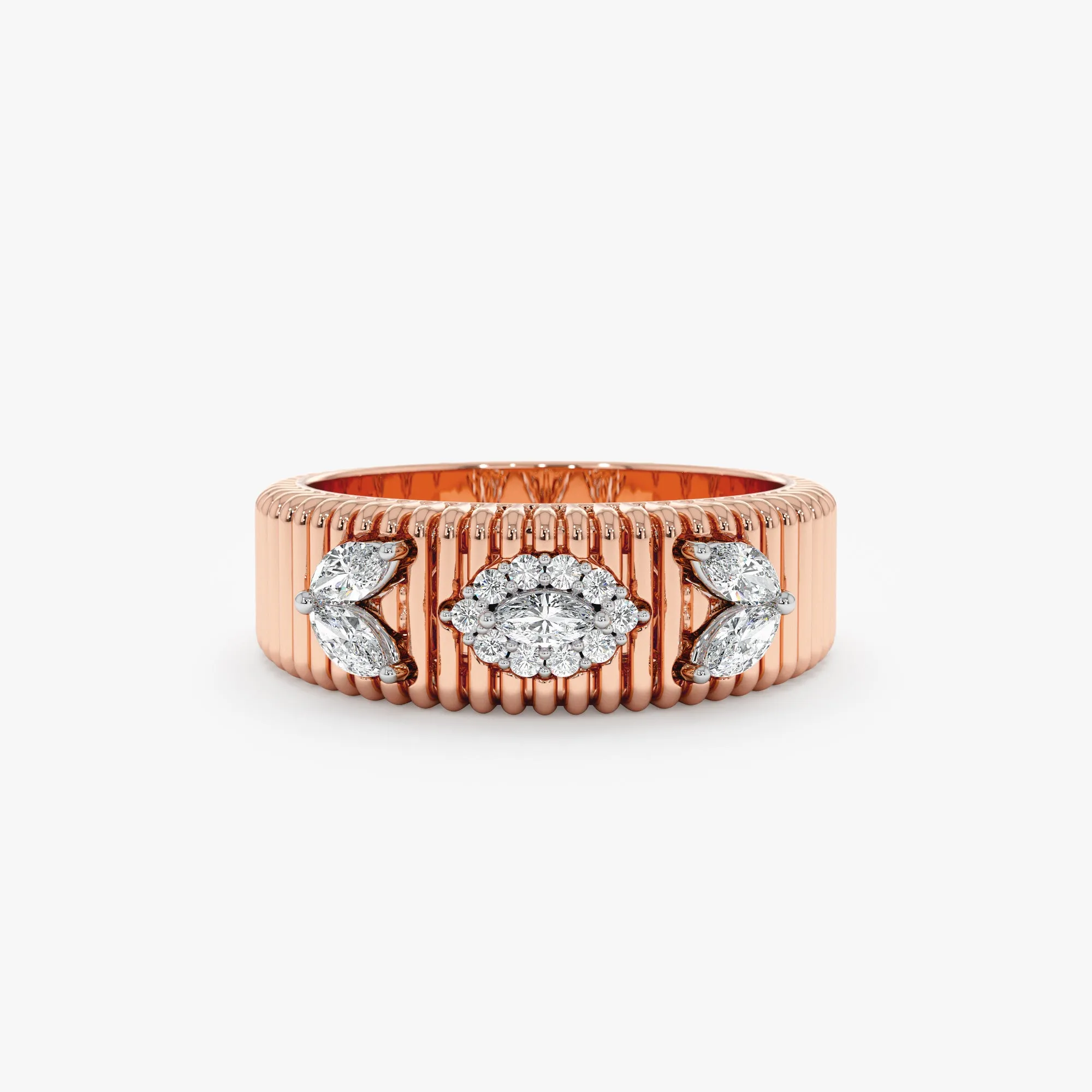 Marquise Diamond Ribbed Ring, Minerva