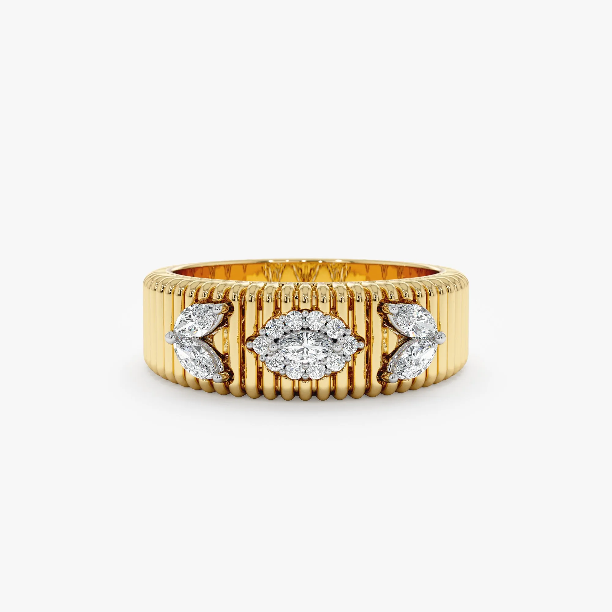 Marquise Diamond Ribbed Ring, Minerva