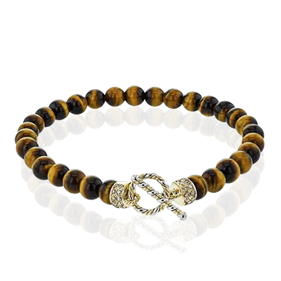 Men's Bracelet In 14k Gold With Black Diamonds