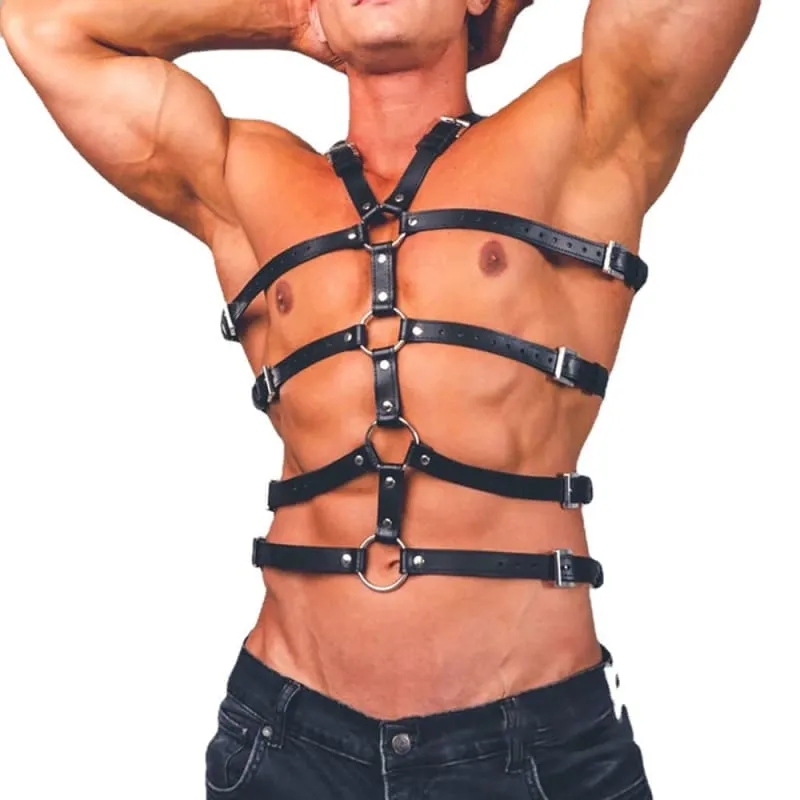 Men’s Leather Bondage Discipline Harness for Bold Adventures