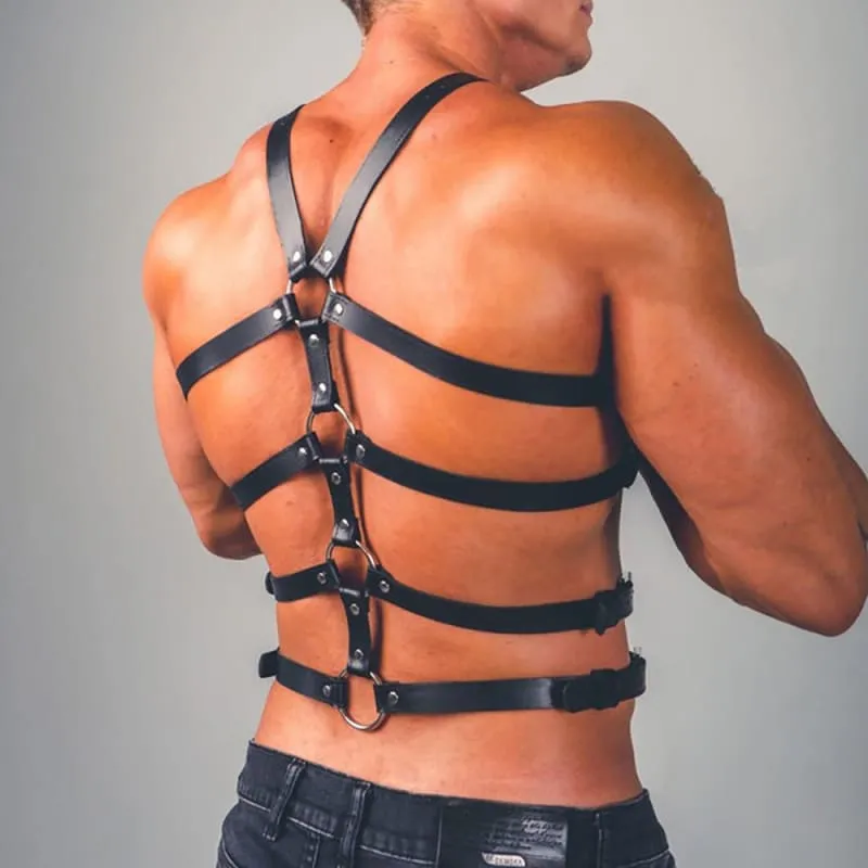 Men’s Leather Bondage Discipline Harness for Bold Adventures