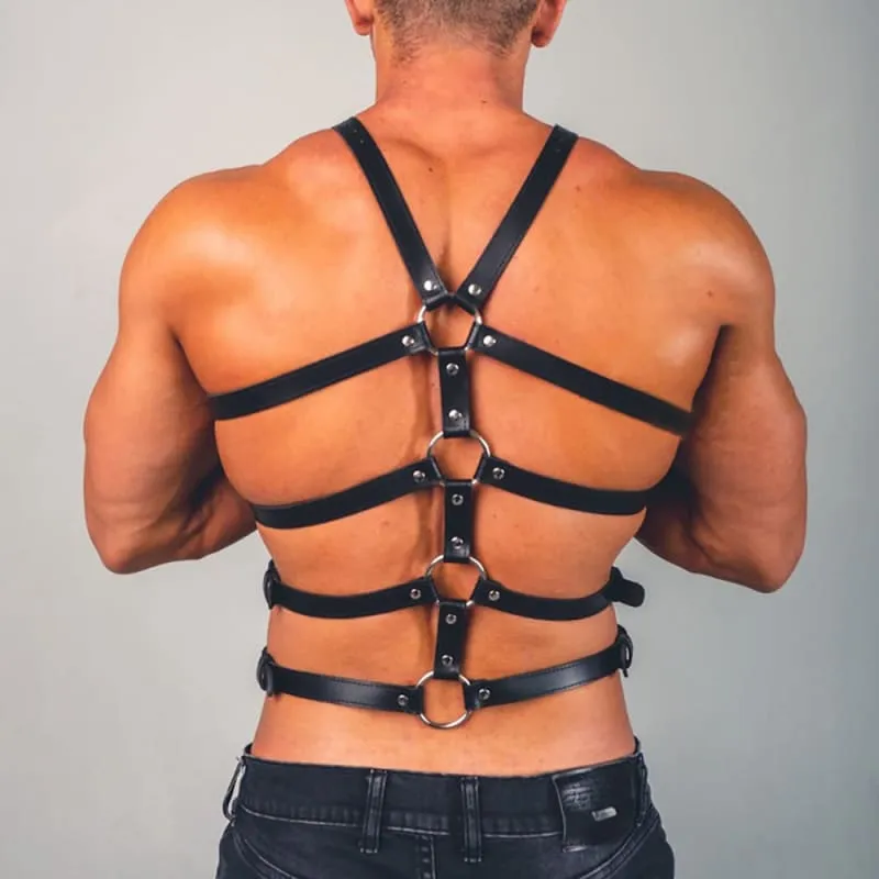 Men’s Leather Bondage Discipline Harness for Bold Adventures