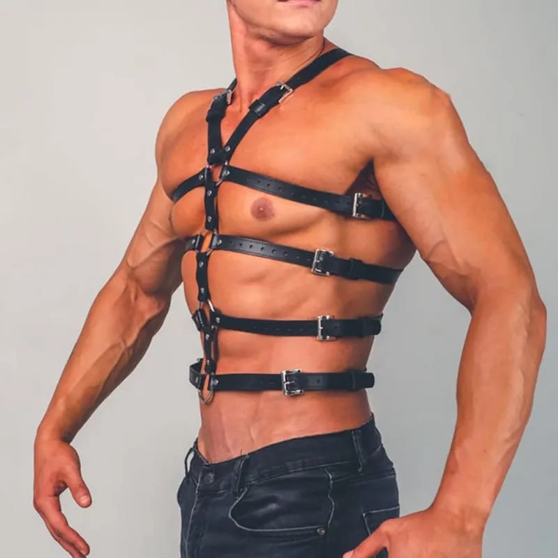 Men’s Leather Bondage Discipline Harness for Bold Adventures