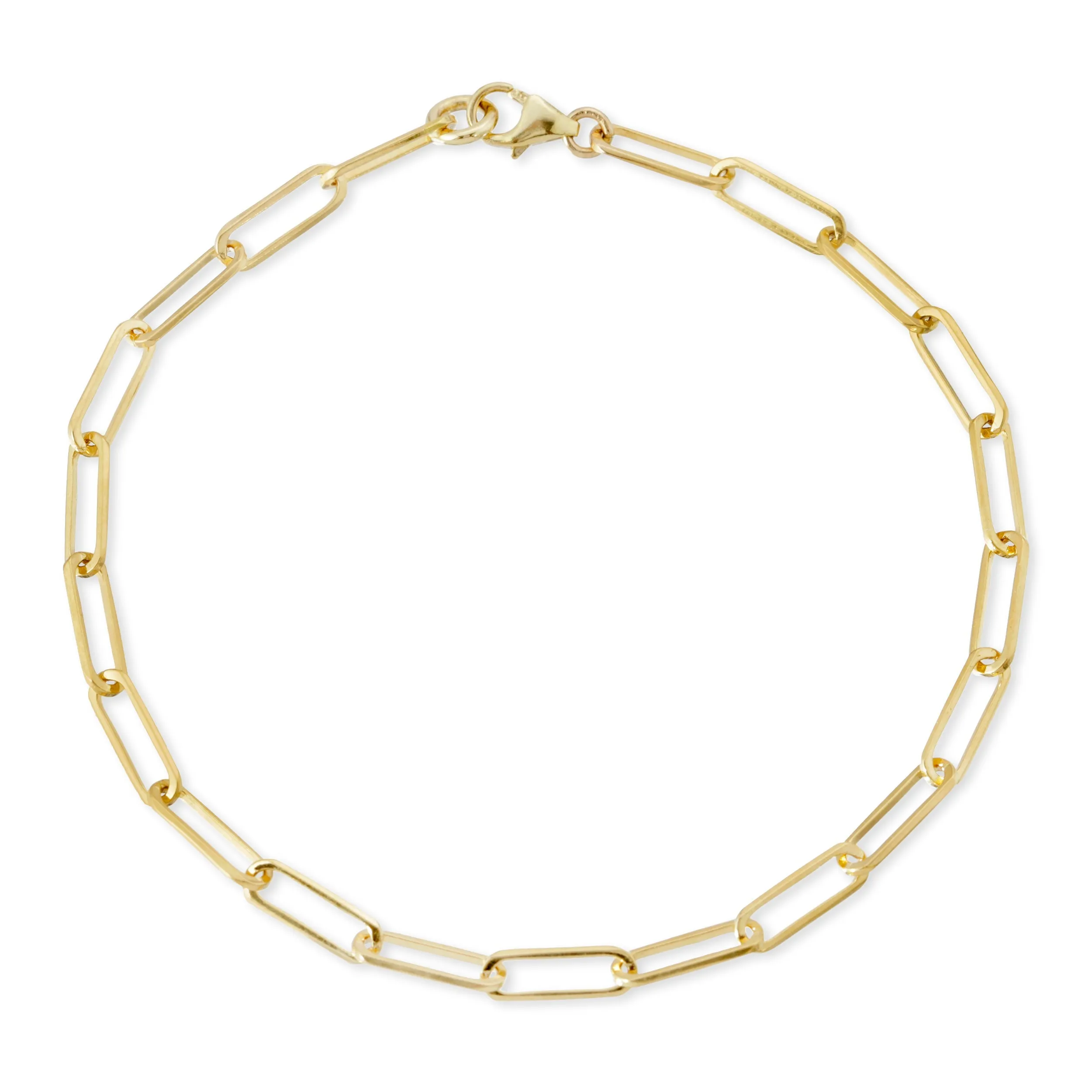 Mini Semi Solid Link 14k Yellow Gold Chain Bracelet