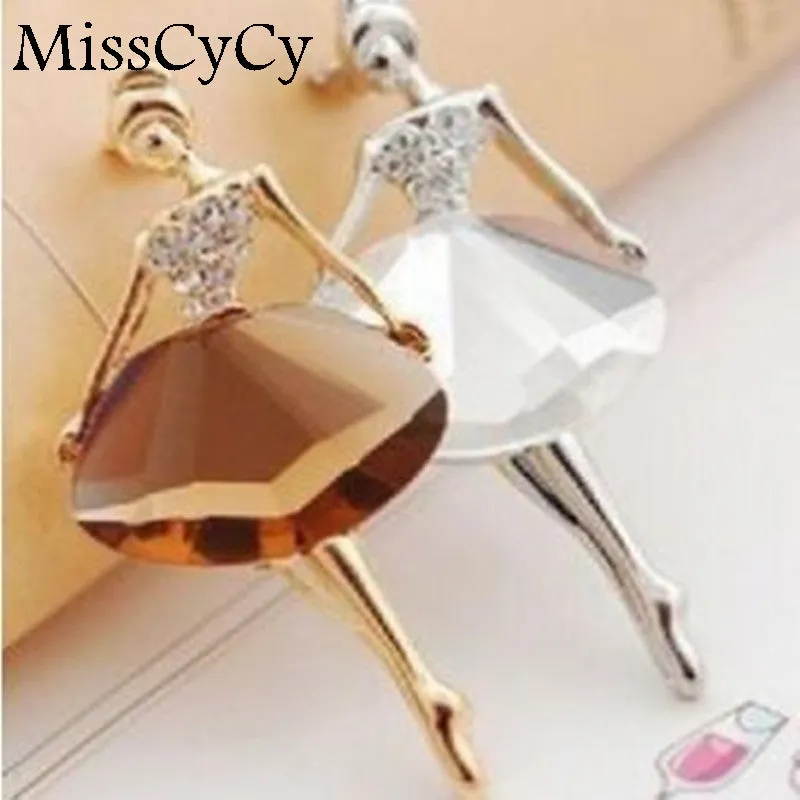 MissCyCy 2016 New Arrival Jewelry Crystal Ballet Girl Rhinestone Brooches For Women