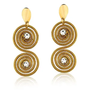 NEW - Golden Grass Swirls and Zirconia Earrings