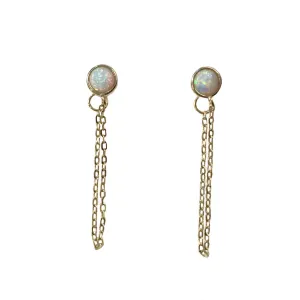 Opaline Bezel Chain Earrings